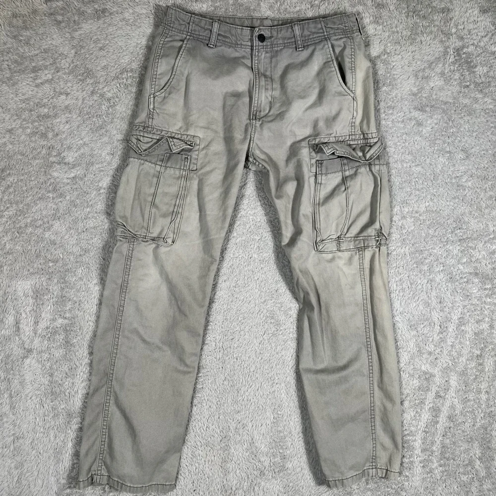 Levis Mens Gray Cotton Twill Multi Pocket Cargo Pants 31x30 Straight Leg Pants